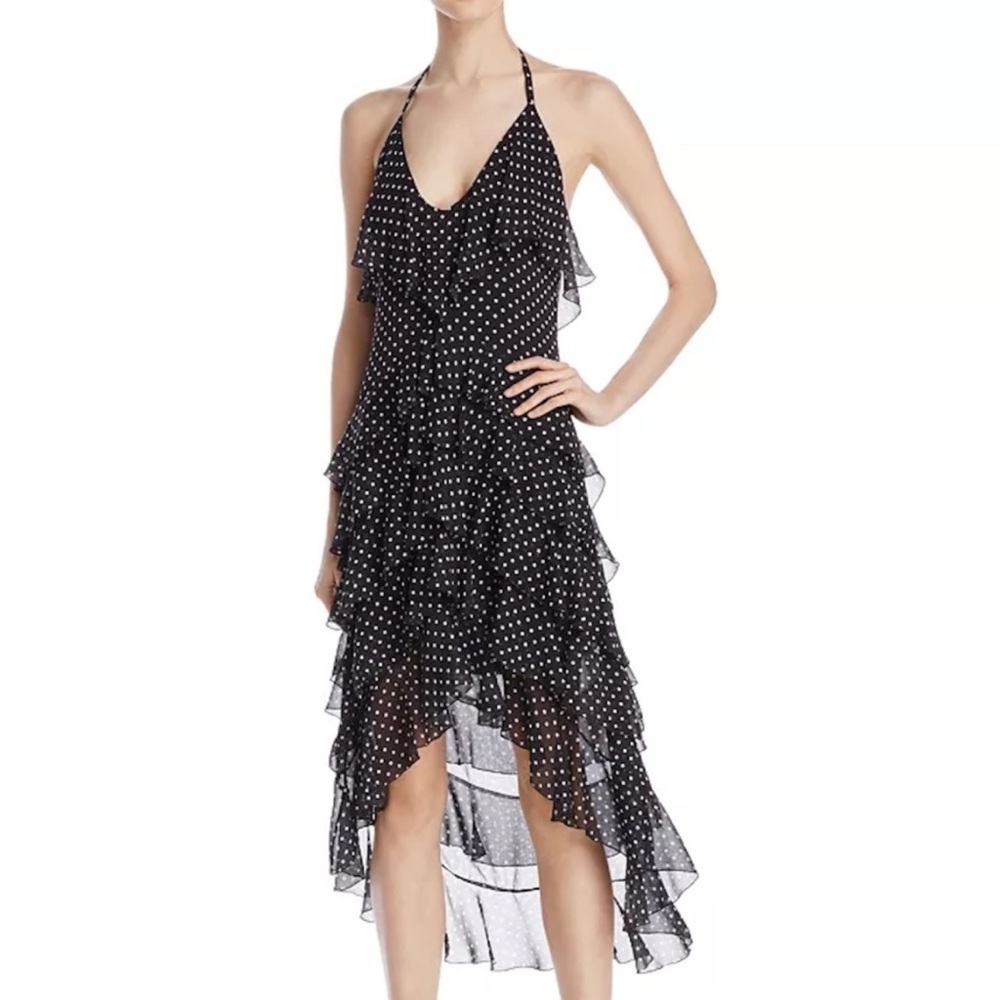 Alice + Olivia Black and White Polka Dot High Low Dress